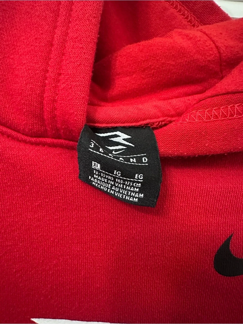 Nike Red Boys Crewneck Hoodie with Black & White Logo
